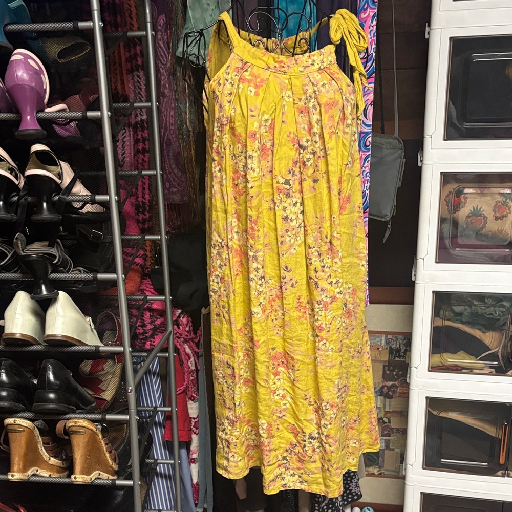 Yellow Floral Sleeveless Dress